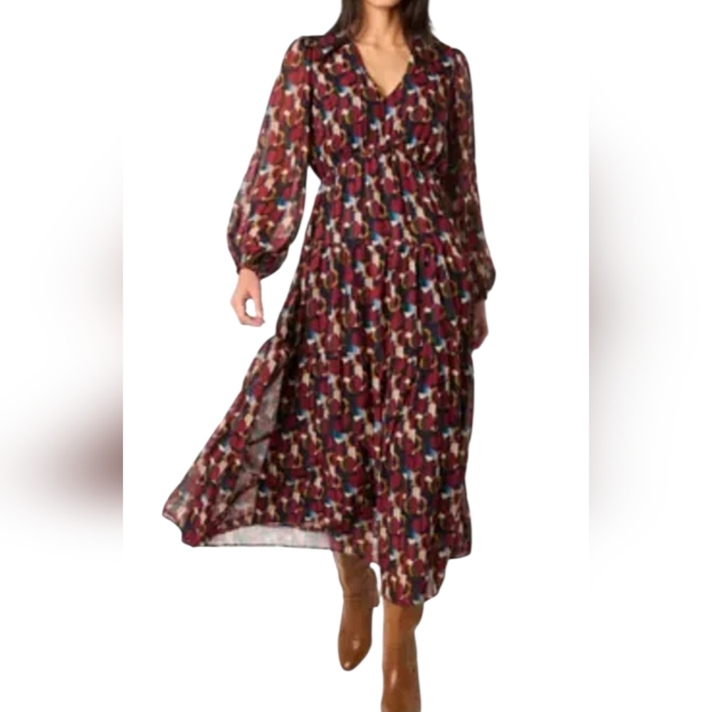 Robbie Bee Long Maxi Geometric Fit & Flare Dress NWT Size 10